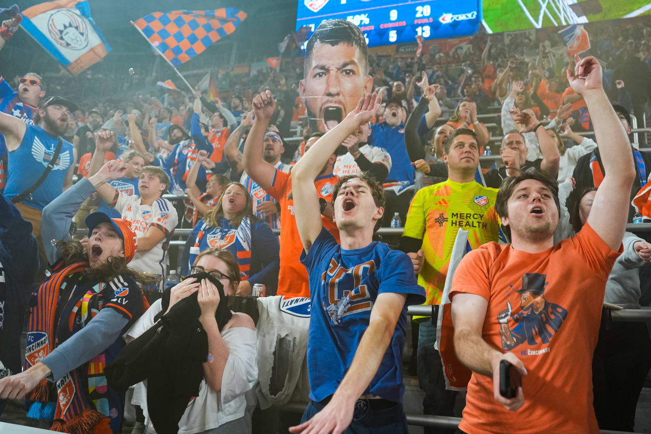 CINCINNATI, OHIO - OCTOBER 28: FC Cincinnati against New York City FC on October 28, 2024 at TQL Stadium in Cincinnati, Ohio.