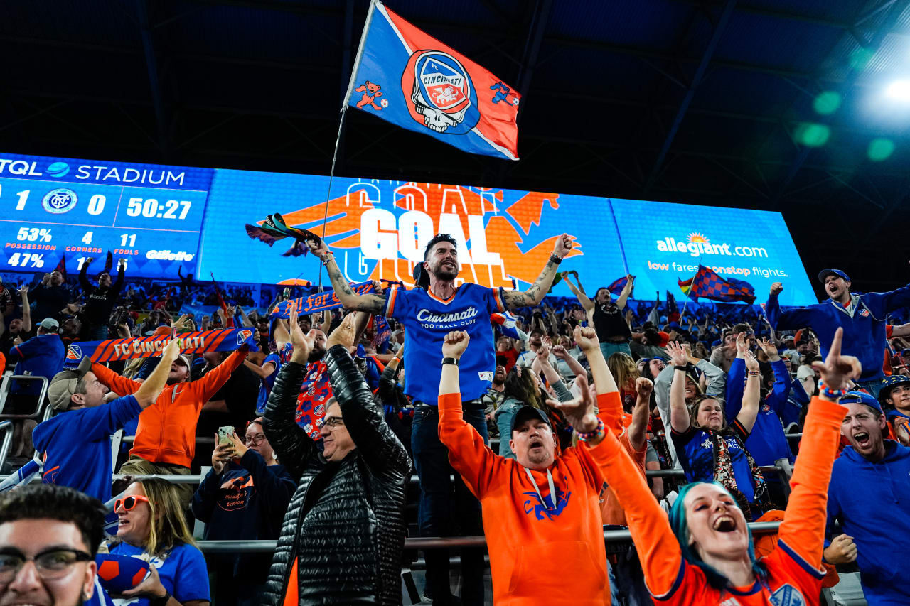 CINCINNATI, OHIO - OCTOBER 28: FC Cincinnati against New York City FC on October 28, 2024 at TQL Stadium in Cincinnati, Ohio.