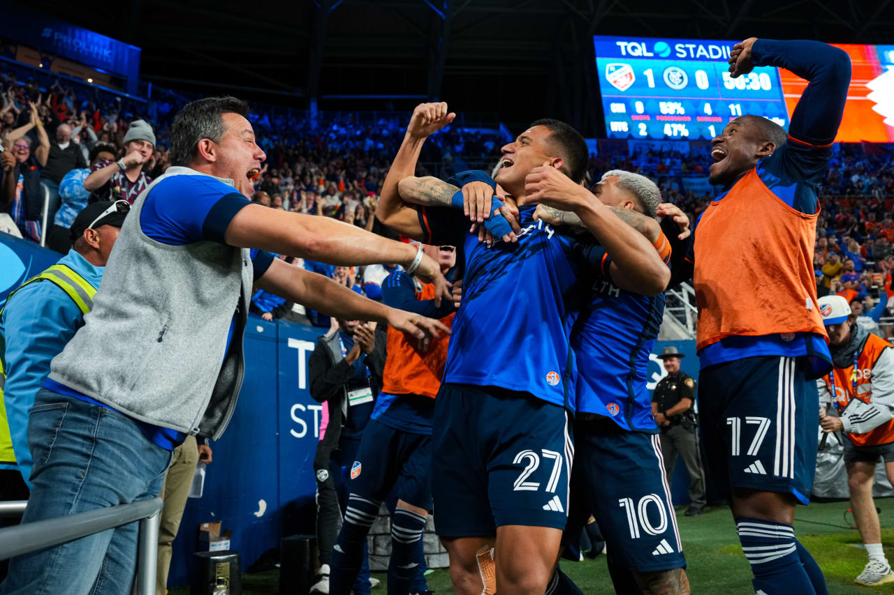 CINCINNATI, OHIO - OCTOBER 28: FC Cincinnati against New York City FC on October 28, 2024 at TQL Stadium in Cincinnati, Ohio.