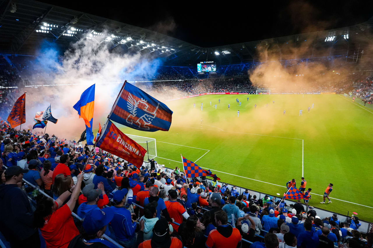 CINCINNATI, OHIO - OCTOBER 28: FC Cincinnati against New York City FC on October 28, 2024 at TQL Stadium in Cincinnati, Ohio.