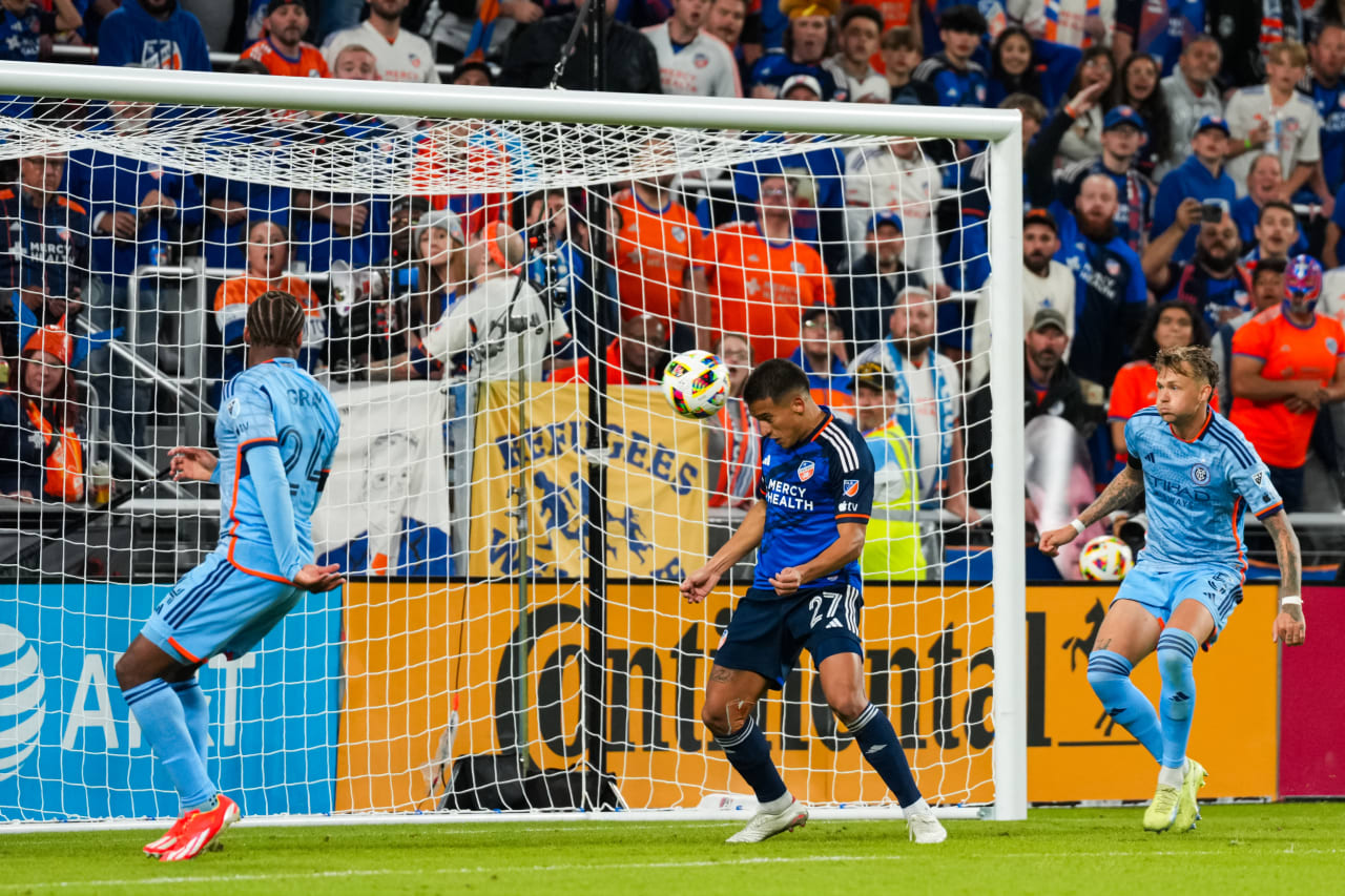 CINCINNATI, OHIO - OCTOBER 28: FC Cincinnati against New York City FC on October 28, 2024 at TQL Stadium in Cincinnati, Ohio.