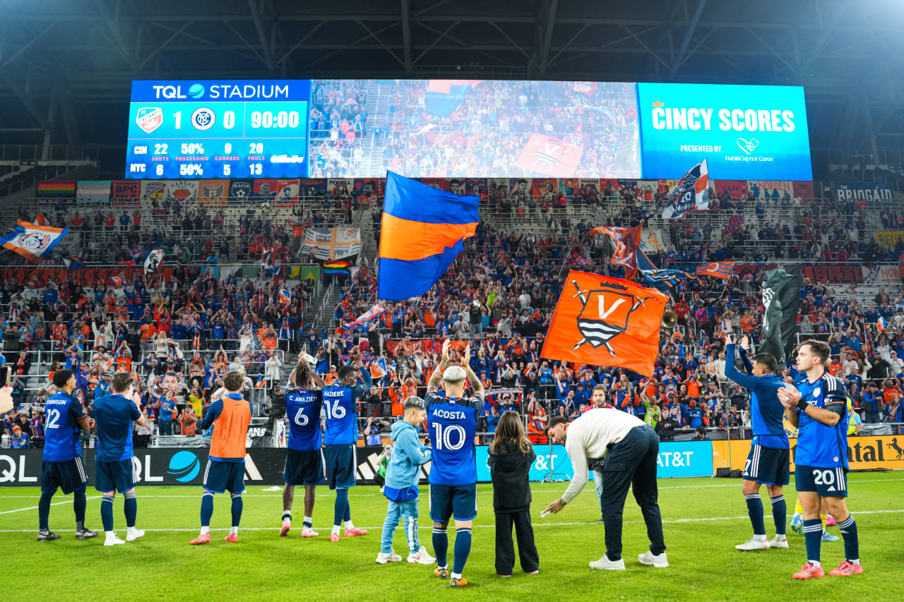 CINCINNATI, OHIO - OCTOBER 28: FC Cincinnati against New York City FC on October 28, 2024 at TQL Stadium in Cincinnati, Ohio.